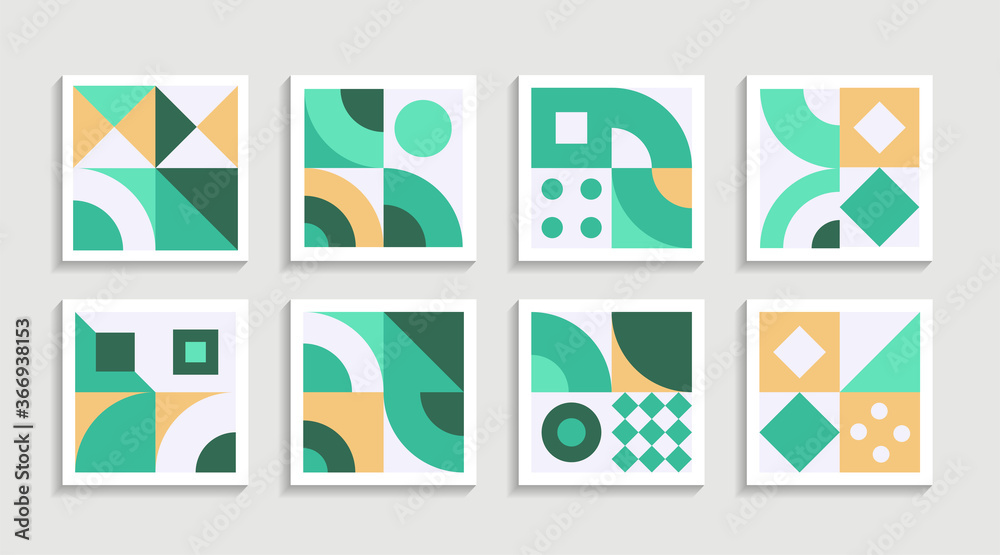 Poster Modern Geometric artwork poster set with simple shape and figure. Abstract minimalist pattern design style for web, banner, business presentation, branding package, fabric print, wallpaper