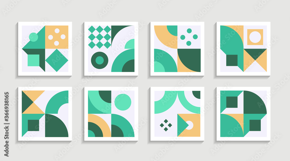 Poster Modern Geometric artwork poster set with simple shape and figure. Abstract minimalist pattern design style for web, banner, business presentation, branding package, fabric print, wallpaper