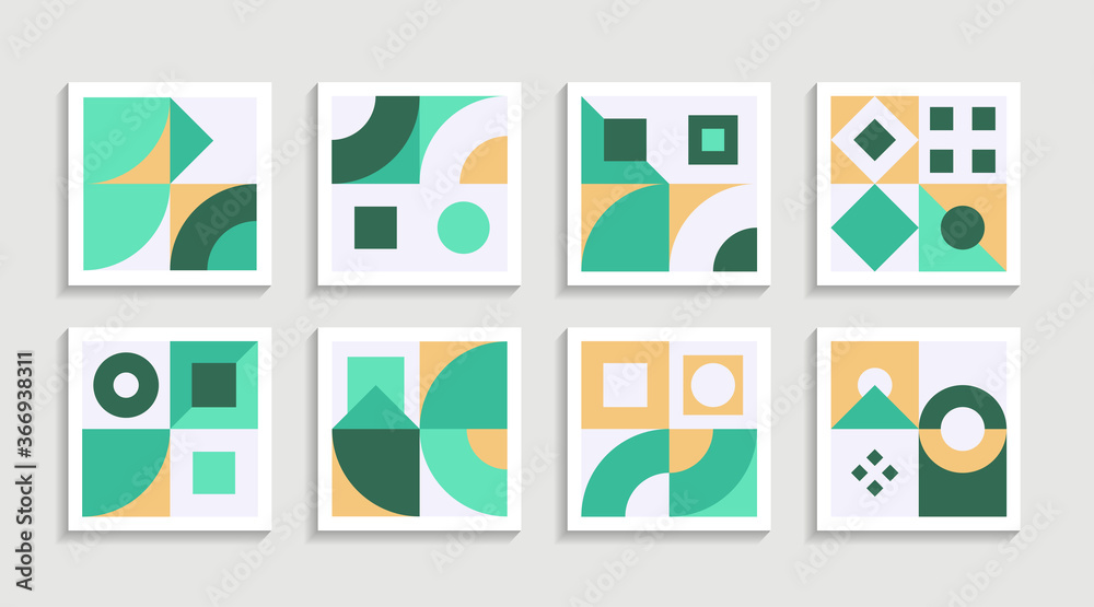 Poster Modern Geometric artwork poster set with simple shape and figure. Abstract minimalist pattern design style for web, banner, business presentation, branding package, fabric print, wallpaper