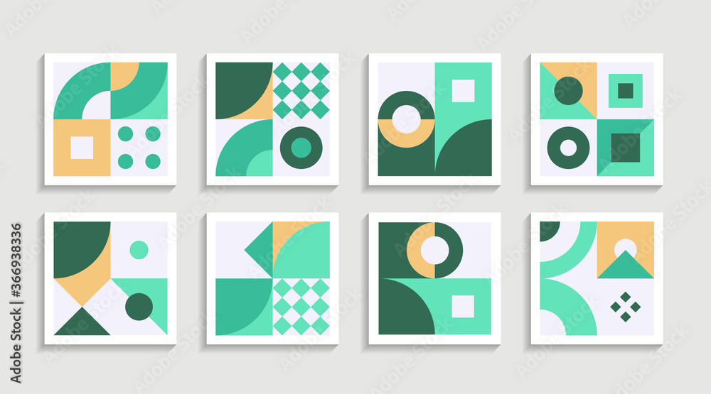 Poster Modern Geometric artwork poster set with simple shape and figure. Abstract minimalist pattern design style for web, banner, business presentation, branding package, fabric print, wallpaper