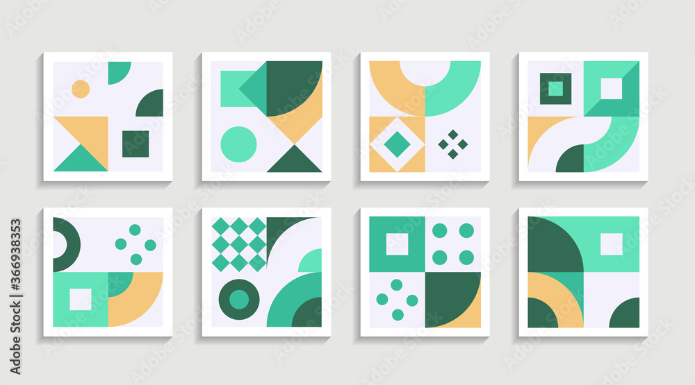 Poster Modern Geometric artwork poster set with simple shape and figure. Abstract minimalist pattern design style for web, banner, business presentation, branding package, fabric print, wallpaper