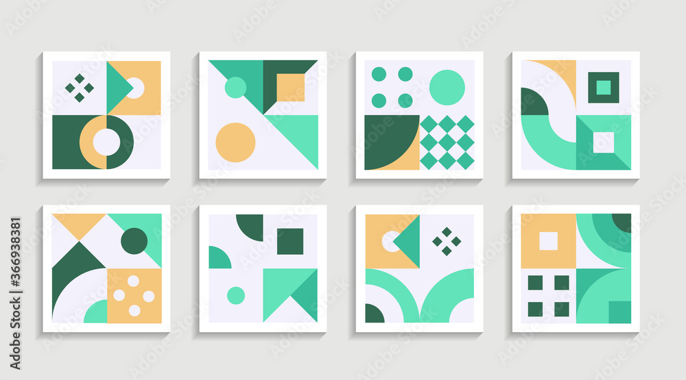 Aufkleber Modern Geometric artwork poster set with simple shape and figure. Abstract minimalist pattern design style for web, banner, business presentation, branding package, fabric print, wallpaper
