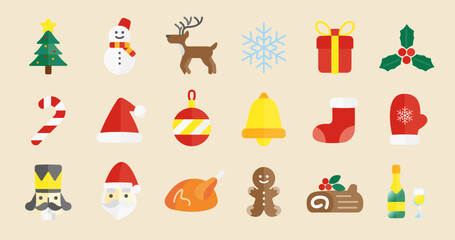 Christmas Icon Set (Simple flat vector for illustrations or graphics)