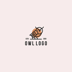 Owl line art logo vector