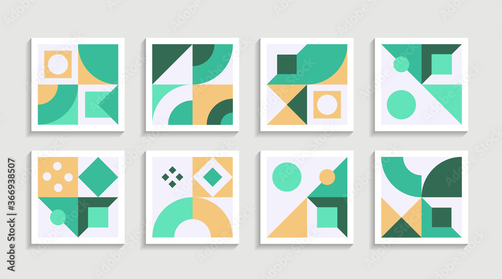Poster Modern Geometric artwork poster set with simple shape and figure. Abstract minimalist pattern design style for web, banner, business presentation, branding package, fabric print, wallpaper