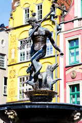Neptune fountain in Gdansk (Danzig) Poland.
