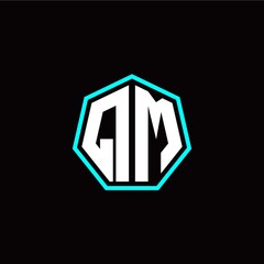 Q M initials modern polygon logo template