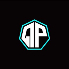 Q P initials modern polygon logo template