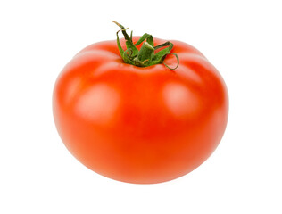 Red tomato isolated on white background close-up side view. Details. Macro. Template.