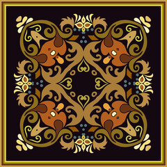 Vector ethnic abstract flower illustration