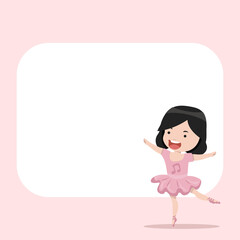 cute ballerina girl a blank sign template