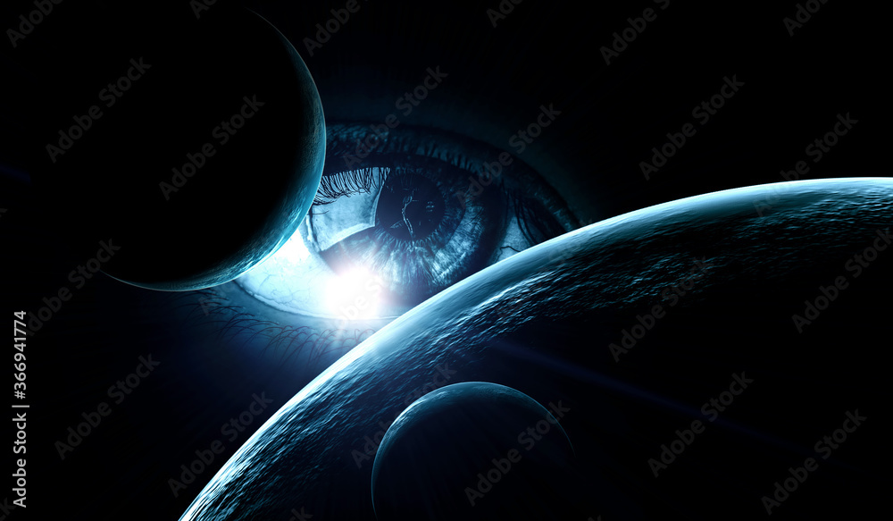 Wall mural human eye and space. elements of this image furnished by nasa.