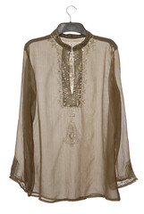 silk  transparent brown blouse