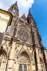 Fototapeta premium Front view of St. Vitus Cathedral in Prague Castle, Prague, Czech Republic.