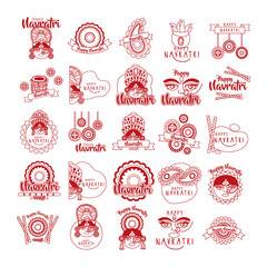 bundle of happy navratri celebration set icons