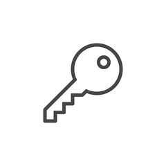 Key icon in outline style isolated on white background.