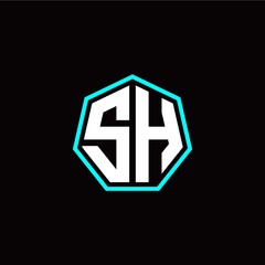 S H initials modern polygon logo template