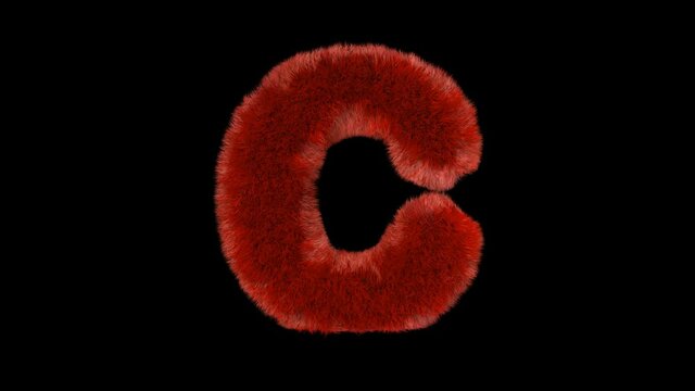 Fluffy hair fur text typography with alpha channel C