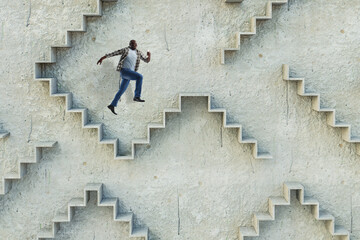 Image of businessman walking upstairs