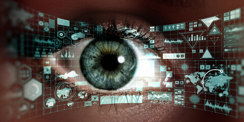 Close up of woman eye in process of scanning