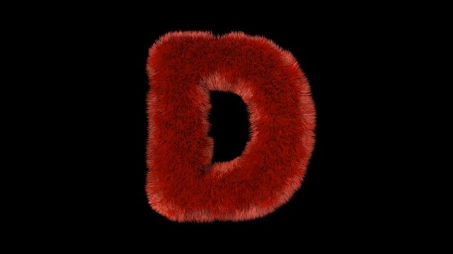 Fluffy hair fur text typography with alpha channel D