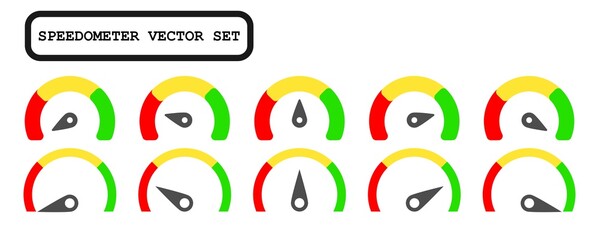 Speedometer, Meter Dial Vector Icon Set.