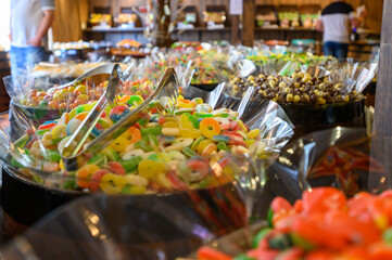 Sweet candy confectionery on display and ready for sale