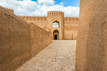 Ruins, towers and walls of Rayen Citadel, Biggest adobe building in the world, Kerman Province, Iran