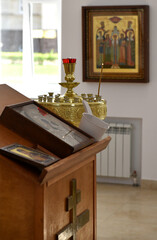 preparation for the christening of the baby in the Church