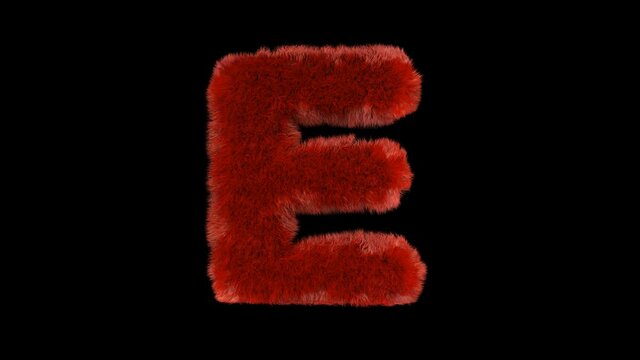 Fluffy hair fur text typography with alpha channel E