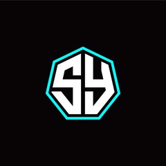 S Y initials modern polygon logo template