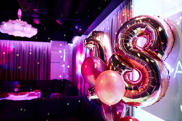 balloons 18 years old in a nightclub birthday