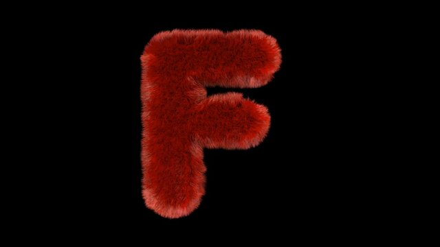 Fluffy hair fur text typography with alpha channel F