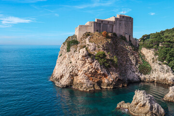 Fototapeta na wymiar castle on the cliff dubrovnik croatia