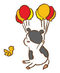 2021年賀状素材　クレヨン画のウシ　イラスト