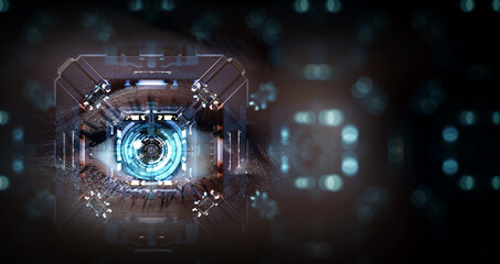 Close up of woman eye in process of scanning