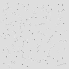 Vector space seamless pattern with planets, comets, constellations, rockets and stars. Sky illustration astronomical background. Use for textile, zodiac star yoga mat, phone case, notebook cover