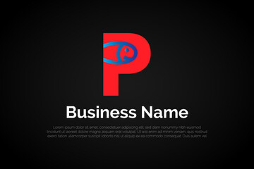 Letter P Fish Logo Template