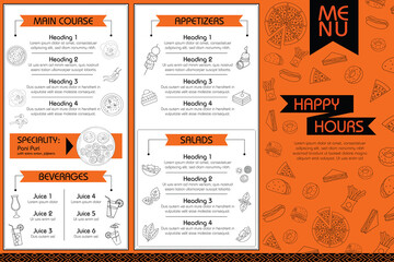 Naklejka premium Tri-fold food menu artwork design