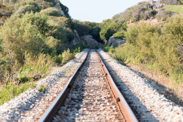 Fototapeta na wymiar Chemin de fer entre Calvi et l'île Rousse - Corse
