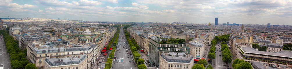 Panoramic View of Paris as seen from the top of Arc de Triomphe