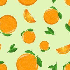 Orange slices seamless pattern. For printing on fabrics, packaging, various backgrounds.
