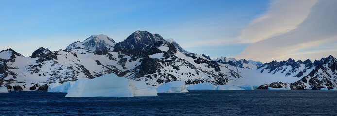 Fototapeta na wymiar Drygalski Fjord, Floating Icebergs, South Georgia, South Georgia and the Sandwich Islands, Antarctica