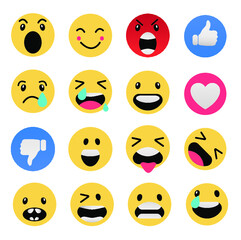 Fototapeta premium Smileys emoticons, emoji vector set - Mouths Facial Expressions, Cartoon Lips And Tongues.