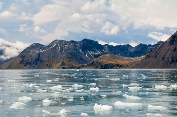 Molkte Bay, Snow covered mountains, South Georgia © Gabrielle