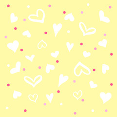 Cute light hearts with dots pattern for textile, paper, design. Romantic, Valentine, girly background image