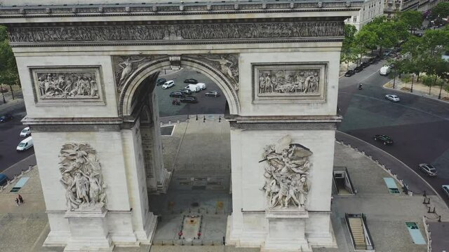 Aerial video of the Arc de Triomphe in Paris, Drone Shoot, Footage
