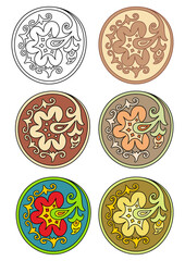Vector set of circles with floral elements