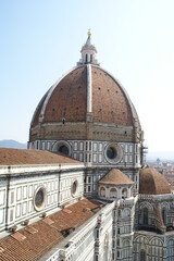 Fototapeta na wymiar Florence, Italy: view of the cathedral's dome from the top of Giotto's campanile (tower bell)