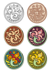Vector set of circles with floral elements